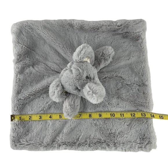 Kellytoy K Luxe Grey Elephant Lovey 14" Baby Security Blanket Cream Back Rattle - Picture 5 of 7
